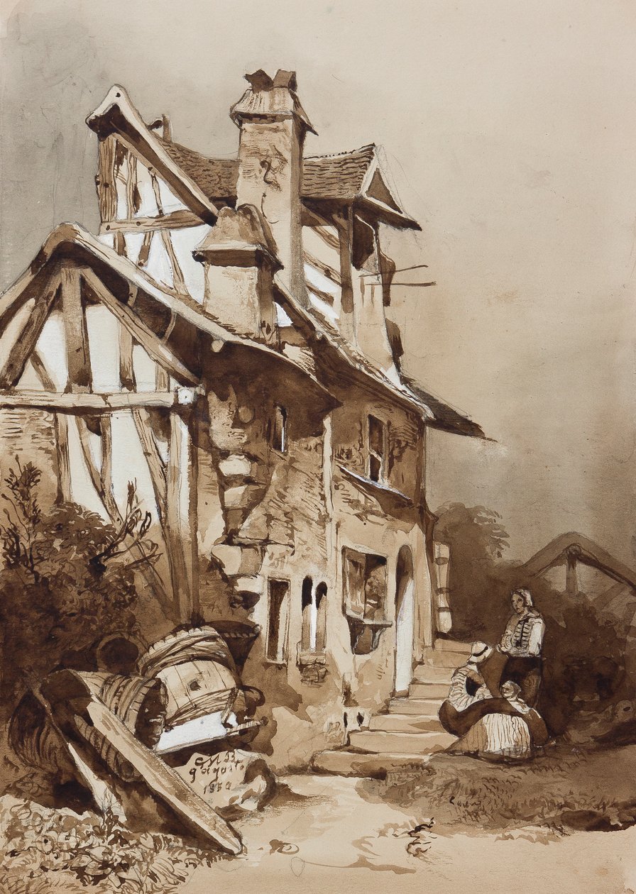 Ein malerisches nordfranzösisches Cottage, mit Ergänzungen eines Lehrers, 1854 von Prince Gaetano Maria Federico di Borbone
