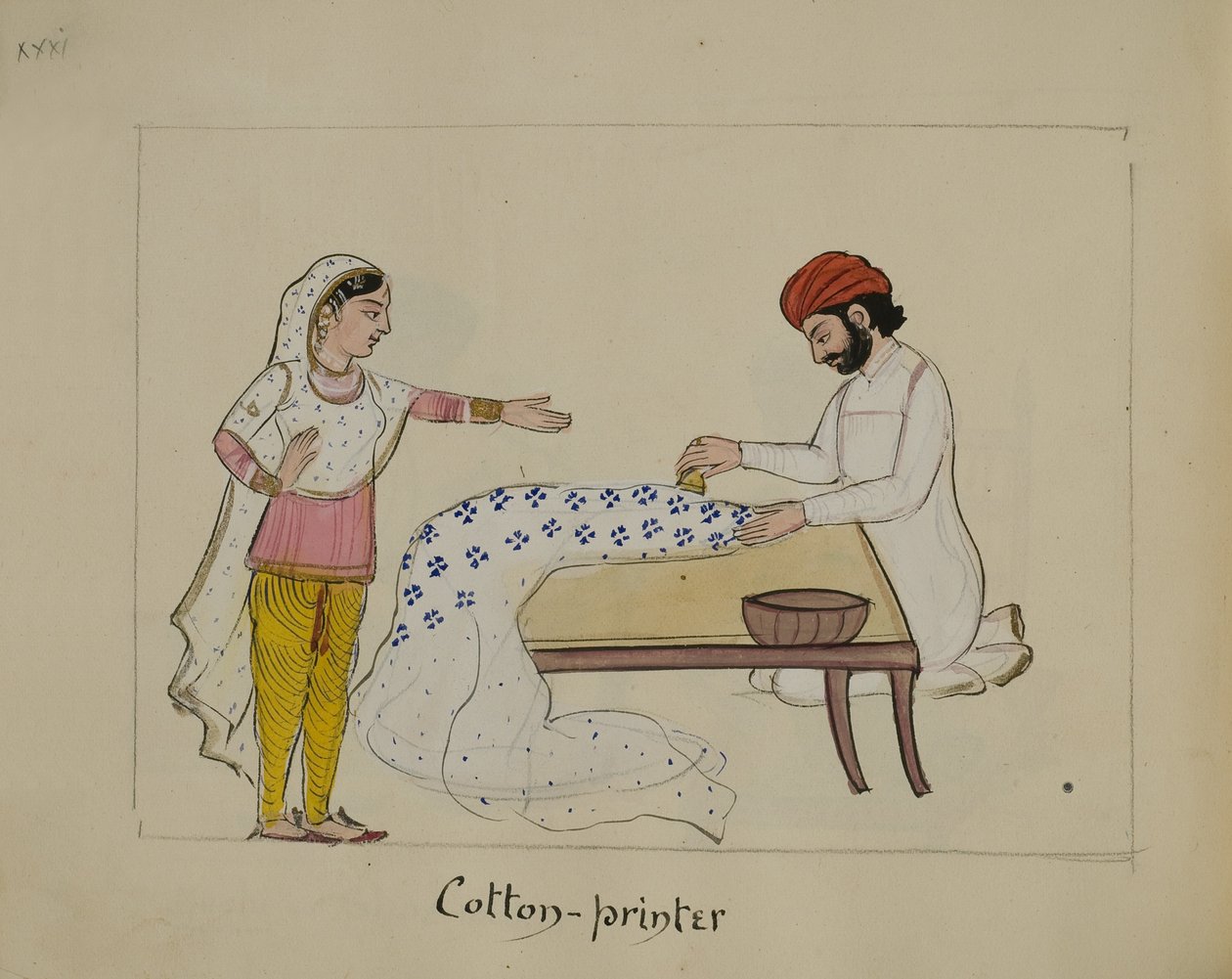 Ein Baumwoll-Drucker von Punjabi School