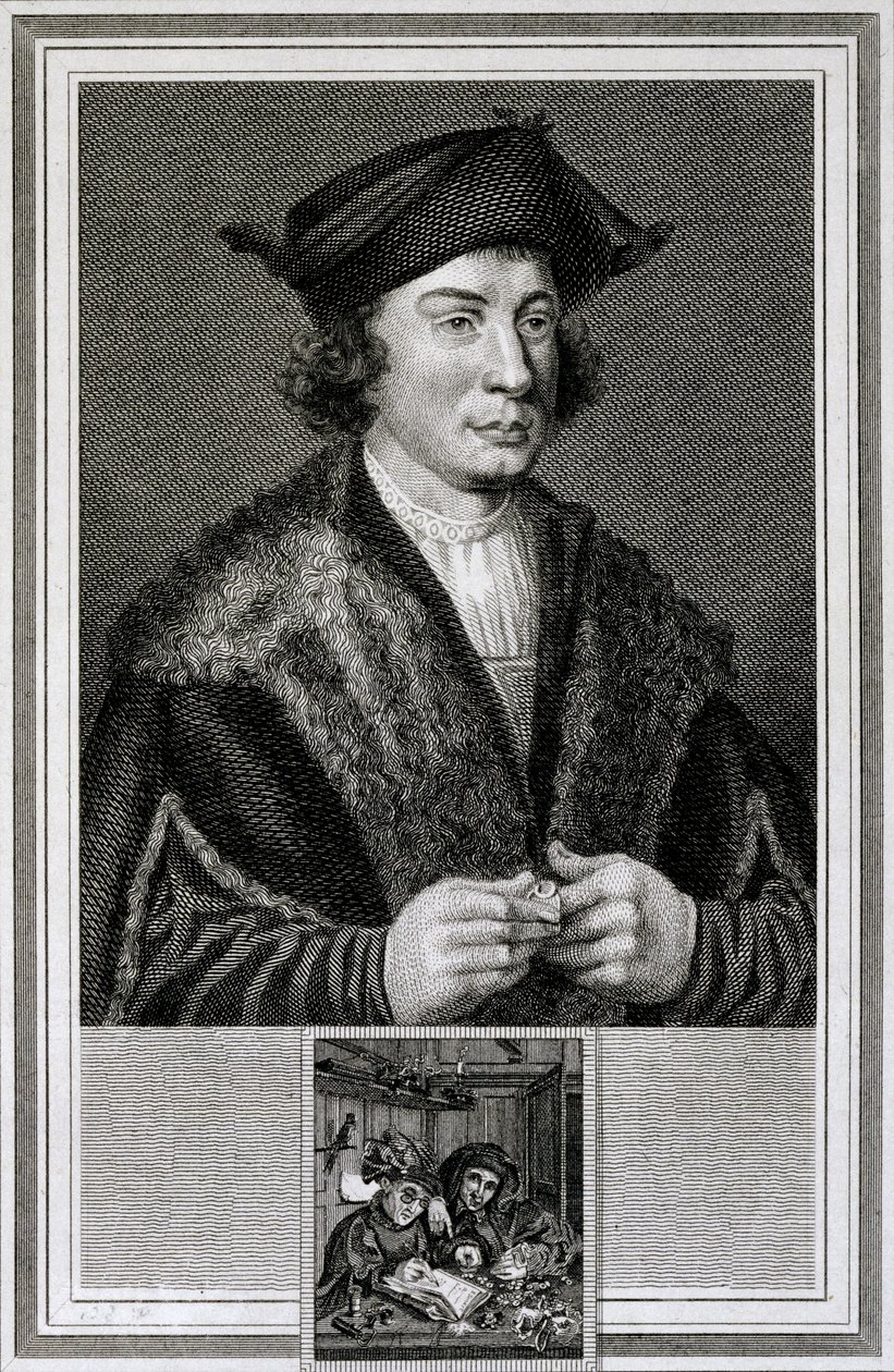 Selbstporträt, graviert von J. Corner von Quentin Massys or Metsys