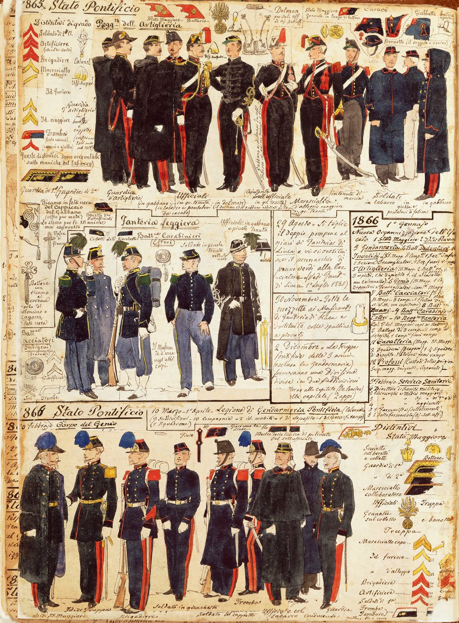 Verschiedene Uniformen der Päpstlichen Staaten von Quinto Cenni