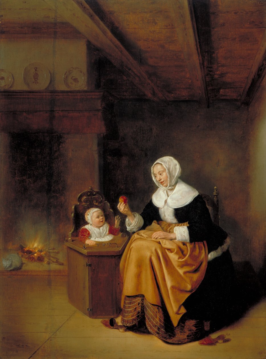 Mutter und Kind in einem Innenraum, ca. 1660 von Quiringh Van Brekelenkam