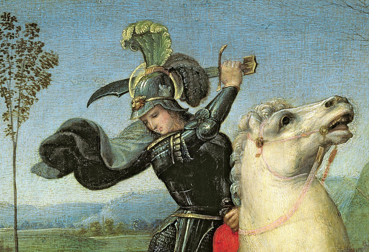 St. Georg kämpft mit dem Drachen, ca. 1503-05 (Detail) von Raffaello Sanzio Raphael