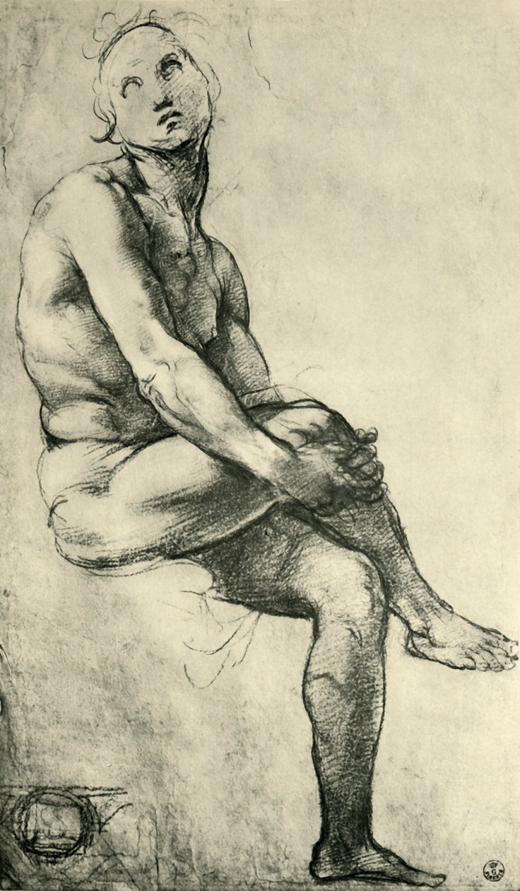 Sitzender männlicher Akt von Raffaello Sanzio Raphael