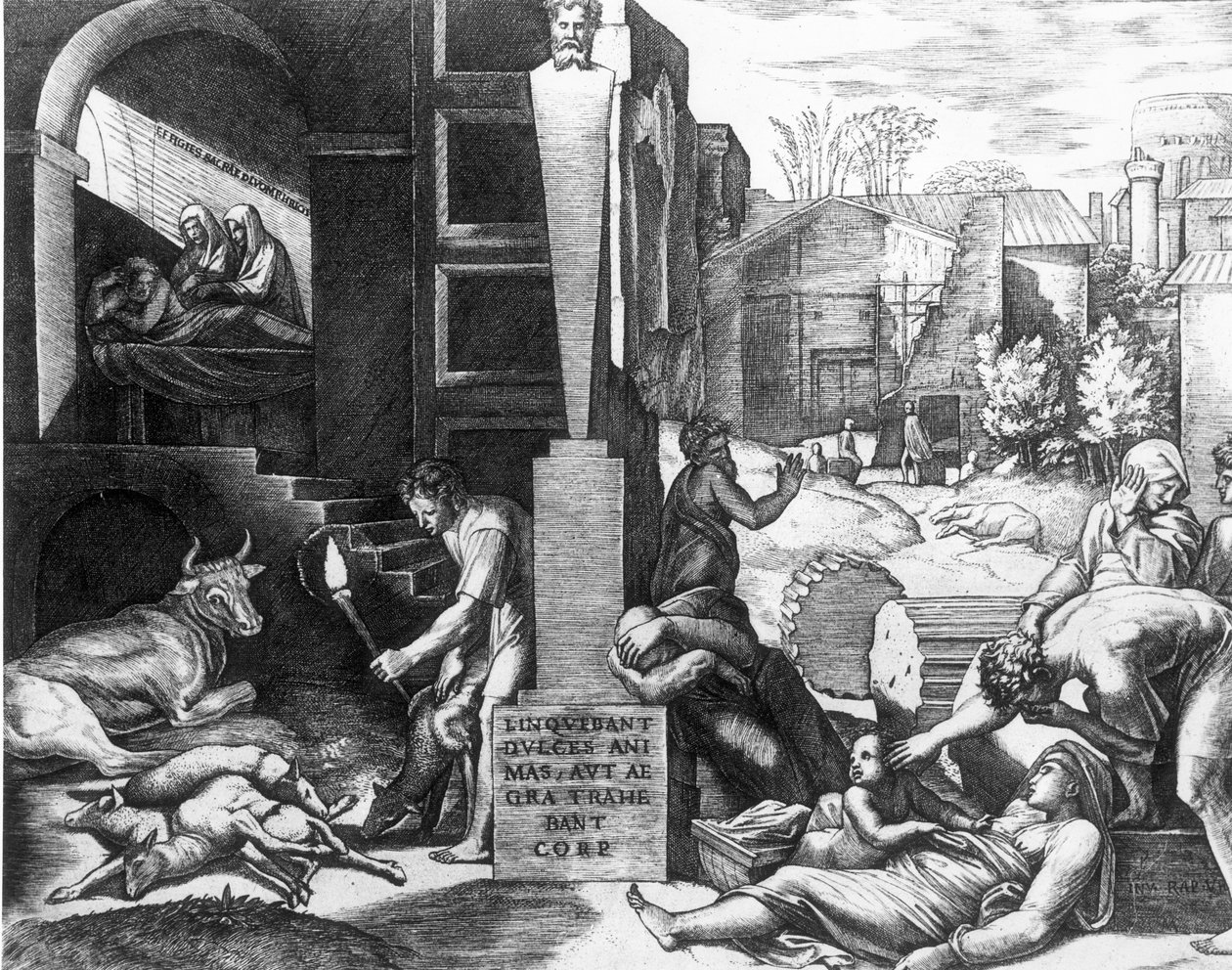 Die Pest bei Tieren und Menschen von Raffaello Sanzio Raphael