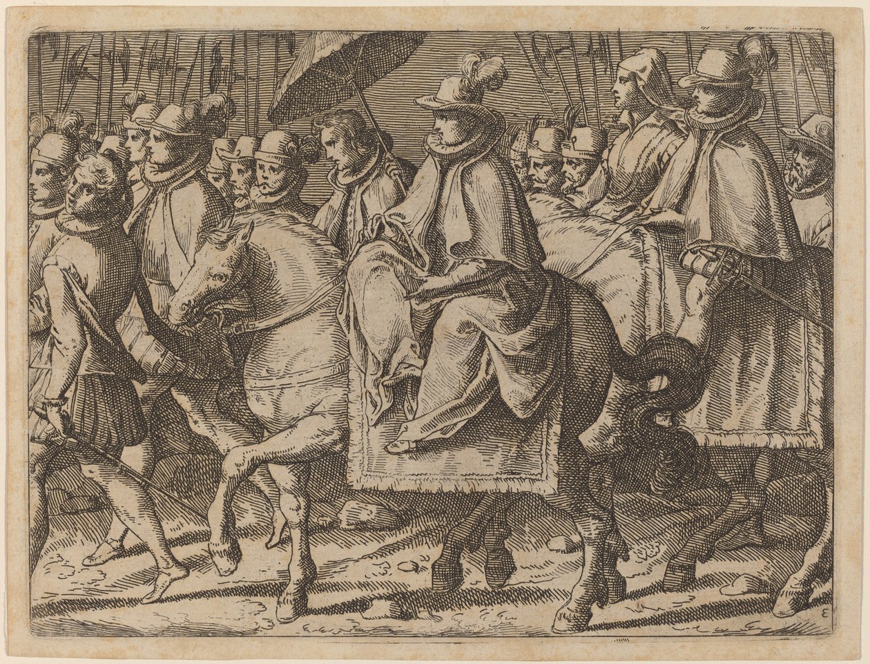 Margarete von Österreich zu Pferd von Raffaello Schiaminossi