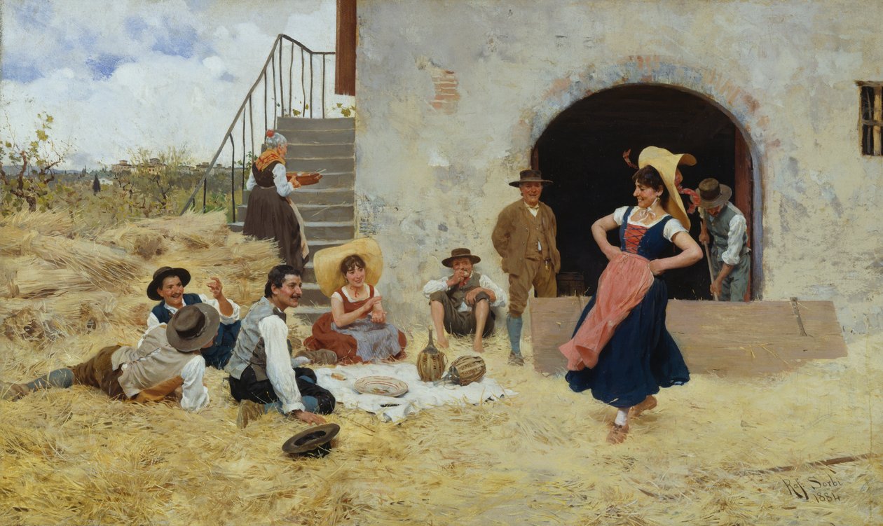 Tanz im Bauernhof von Raffaello Sorbi