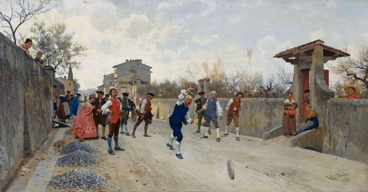 Spiel der Ruzzola von Raffaello Sorbi