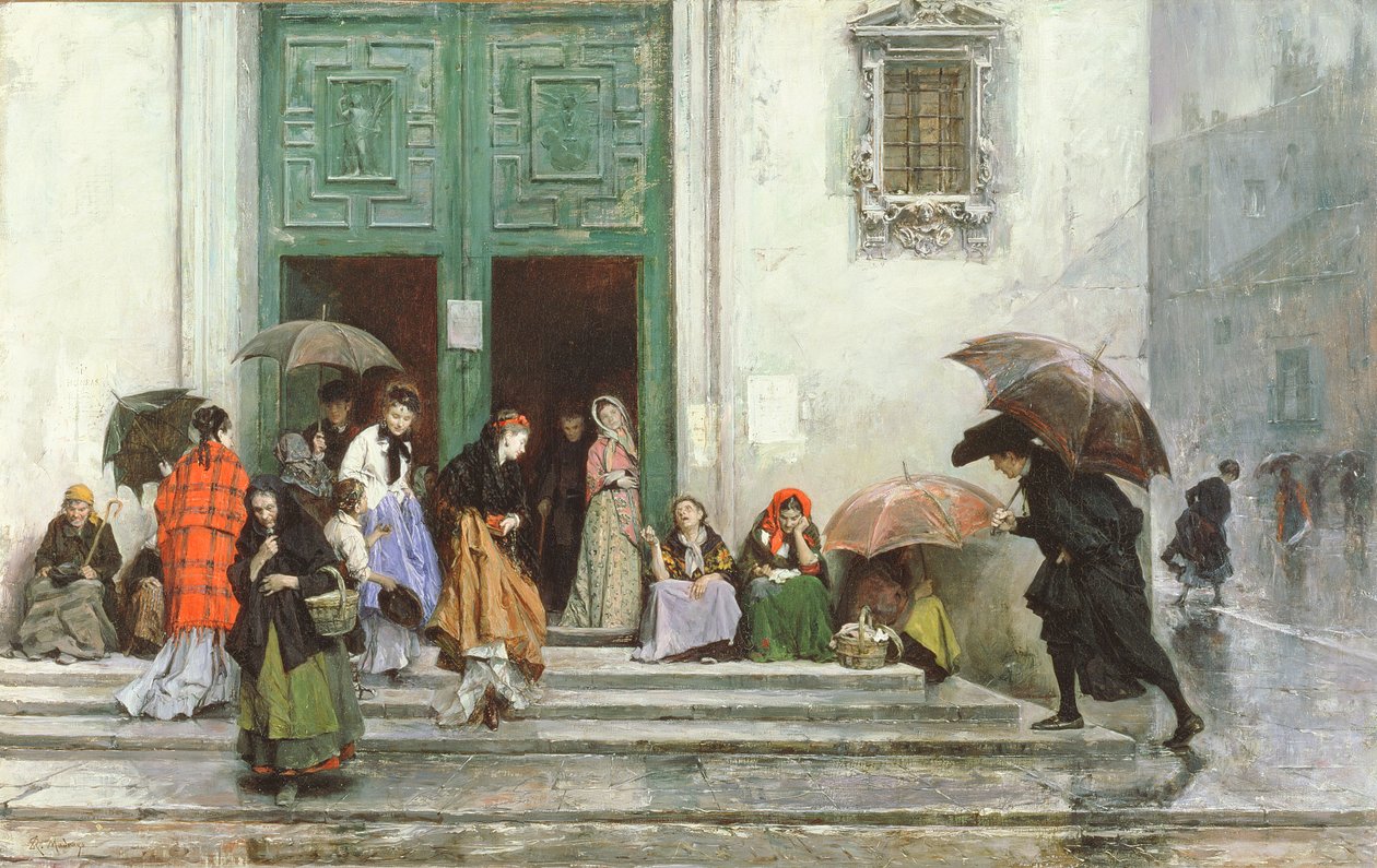 Kirchenausgang, vor 1875 von Raimundo de Madrazo y Garreta