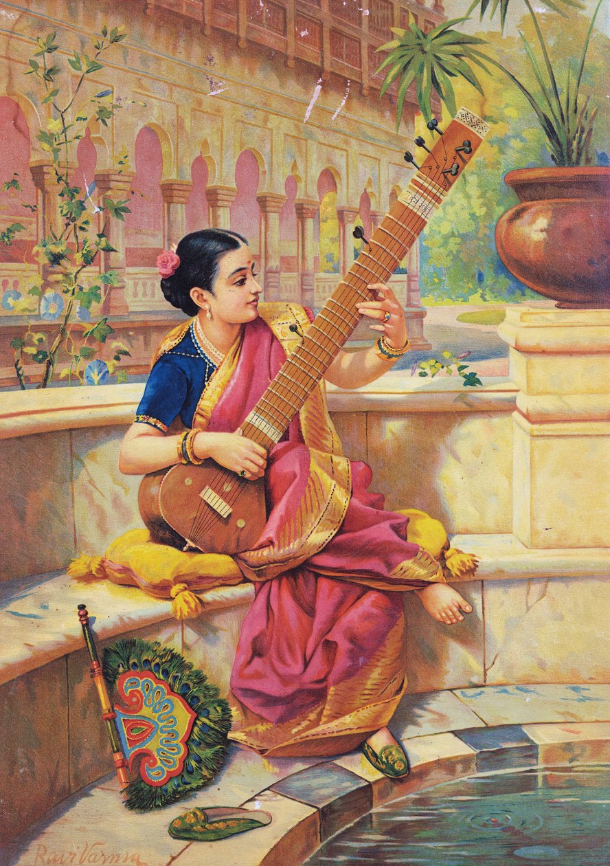Kadambari spielt Sitar, Bearbeitung von Raja Ravi Varma