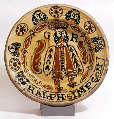 Metropolitan Slipware dekorierte Schüssel, ca. 1680 von Ralph Simpson