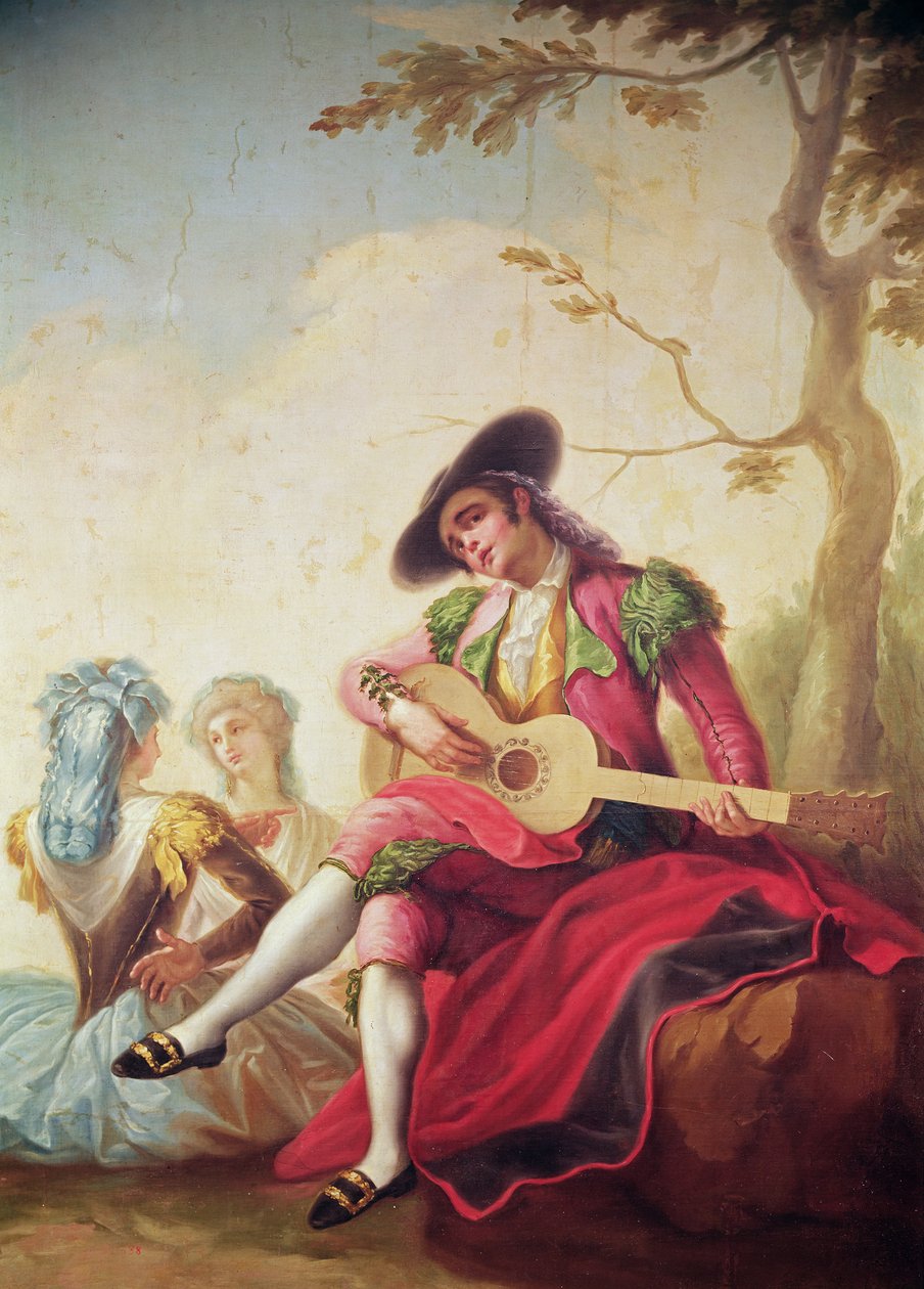 Der elegante Mann spielt Gitarre von Ramon Bayeu y Subias