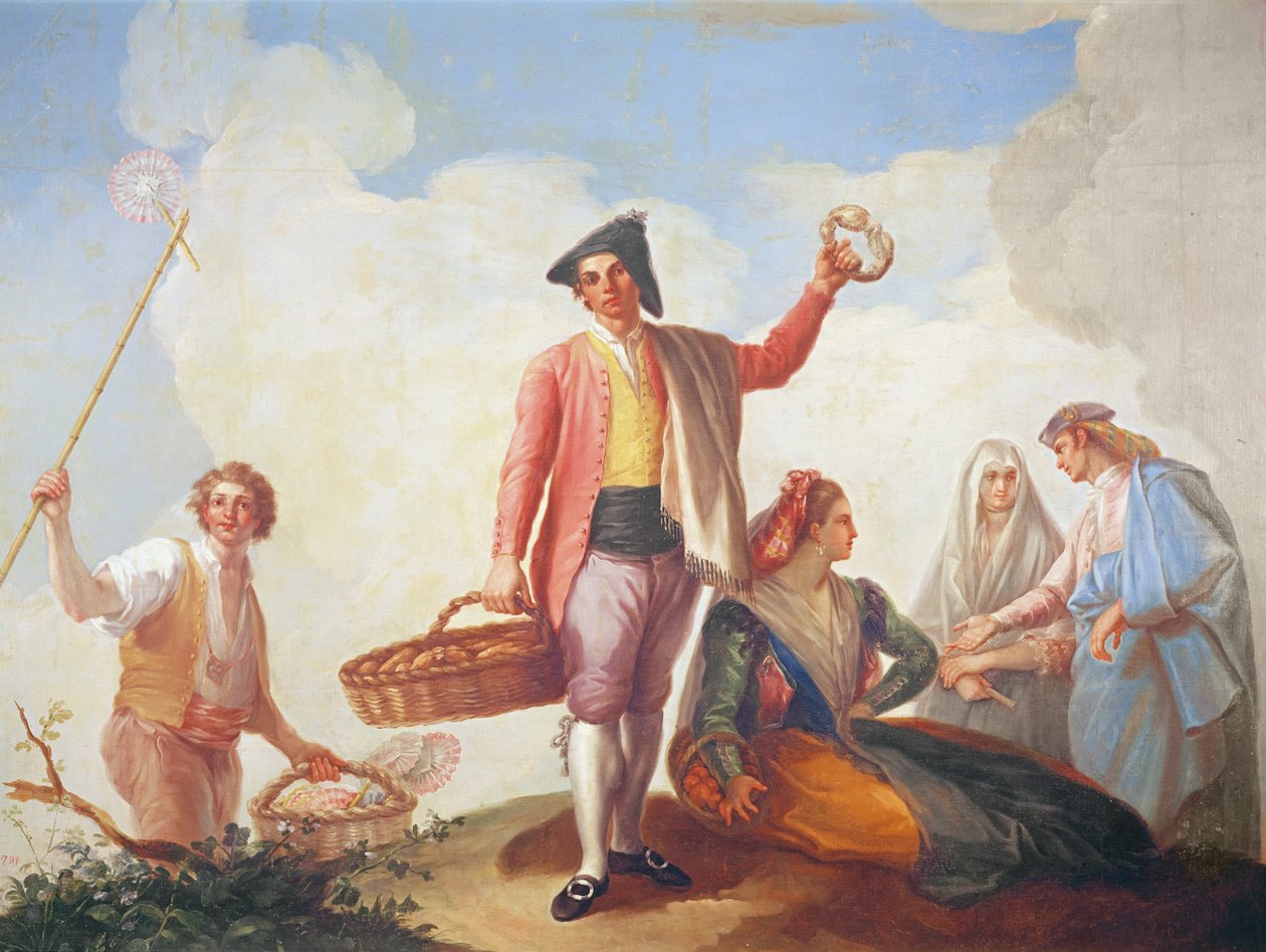 Verkäufer von Fächern und Roscas, 1788 von Ramon Bayeu y Subias