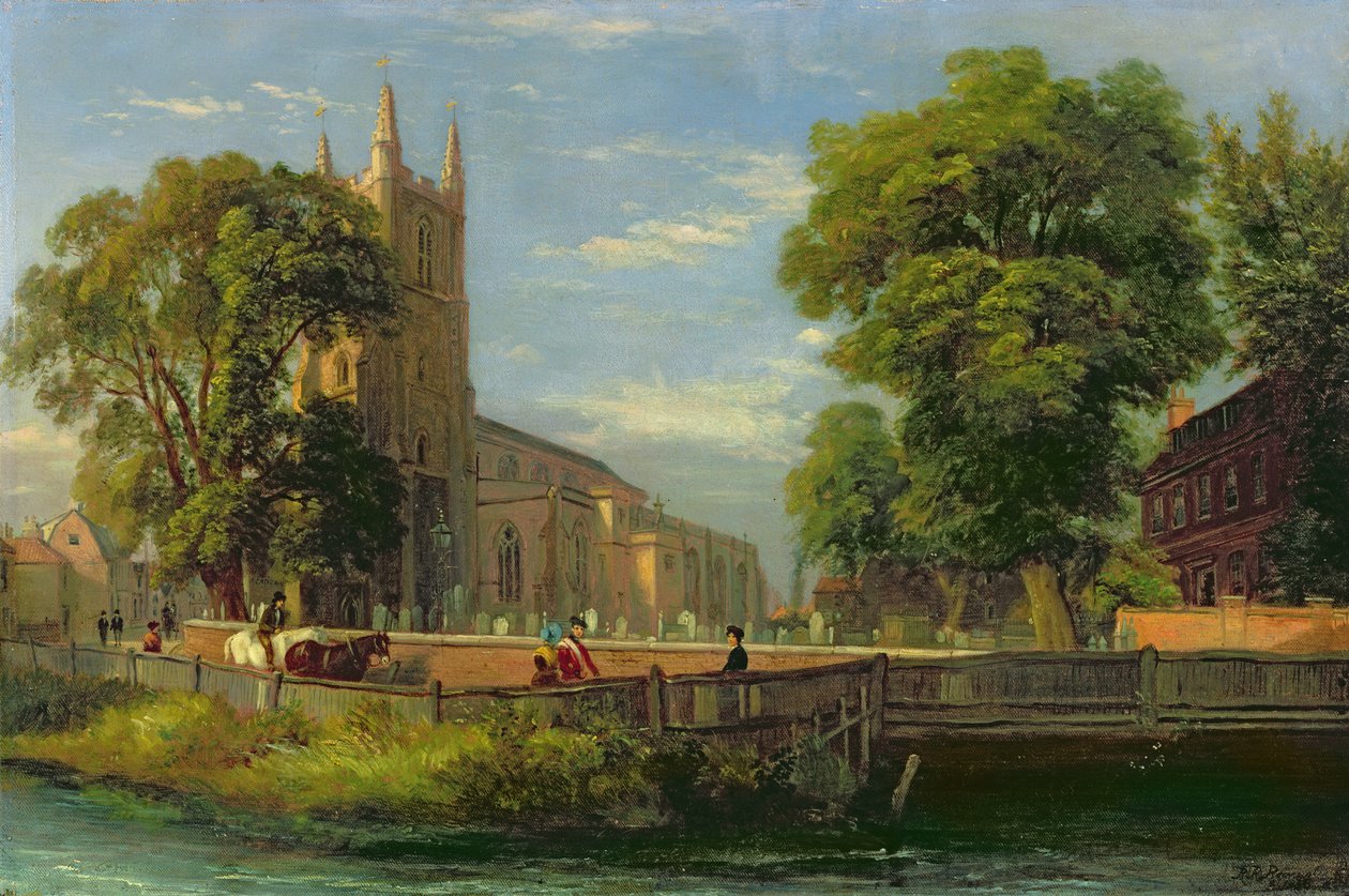 Pfarrkirche von Croydon, 1839 von Ramsay Richard Reinagle