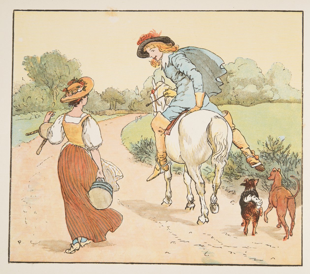 „Soll ich mit dir gehen, mein hübsches Mädchen?“, aus The Hey Diddle Diddle Picture Book, veröffentlicht 1882 von Randolph Caldecott