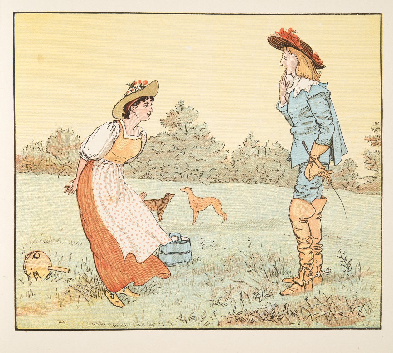 „Dann kann ich dich nicht heiraten, mein hübsches Mädchen!“, aus The Hey Diddle Diddle Picture Book, veröffentlicht 1882 von Randolph Caldecott