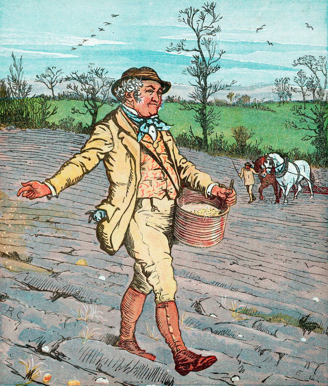 Bauer sät Samen aus, 1881 von Randolph Caldecott