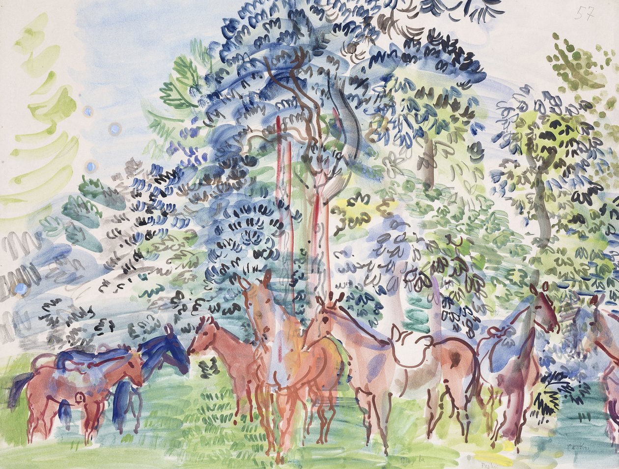 Pferde im Wald von Raoul Dufy