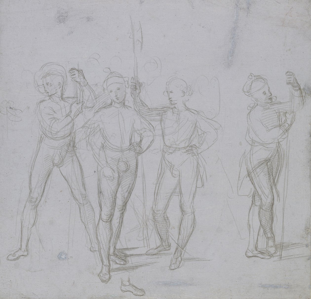 Gruppe von vier stehenden Soldaten von Raffaello Sanzio Raphael
