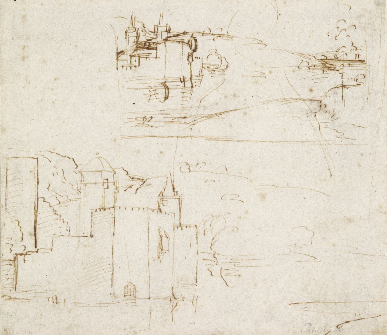 Zwei separate Landschaftsskizzen, WA1846.152b von Raffaello Sanzio Raphael