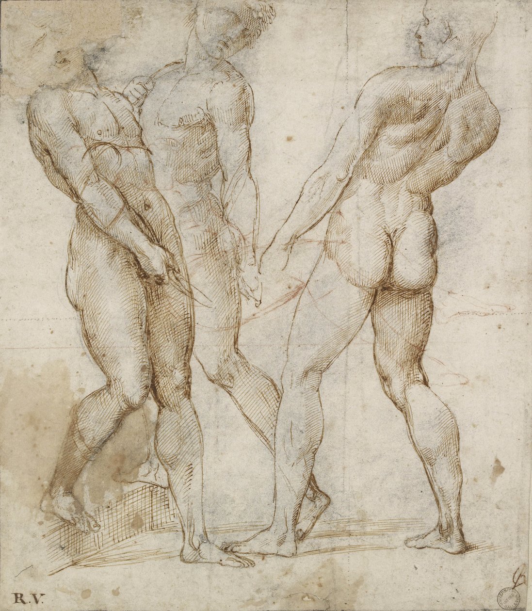 Drei nackte Träger von Raffaello Sanzio Raphael
