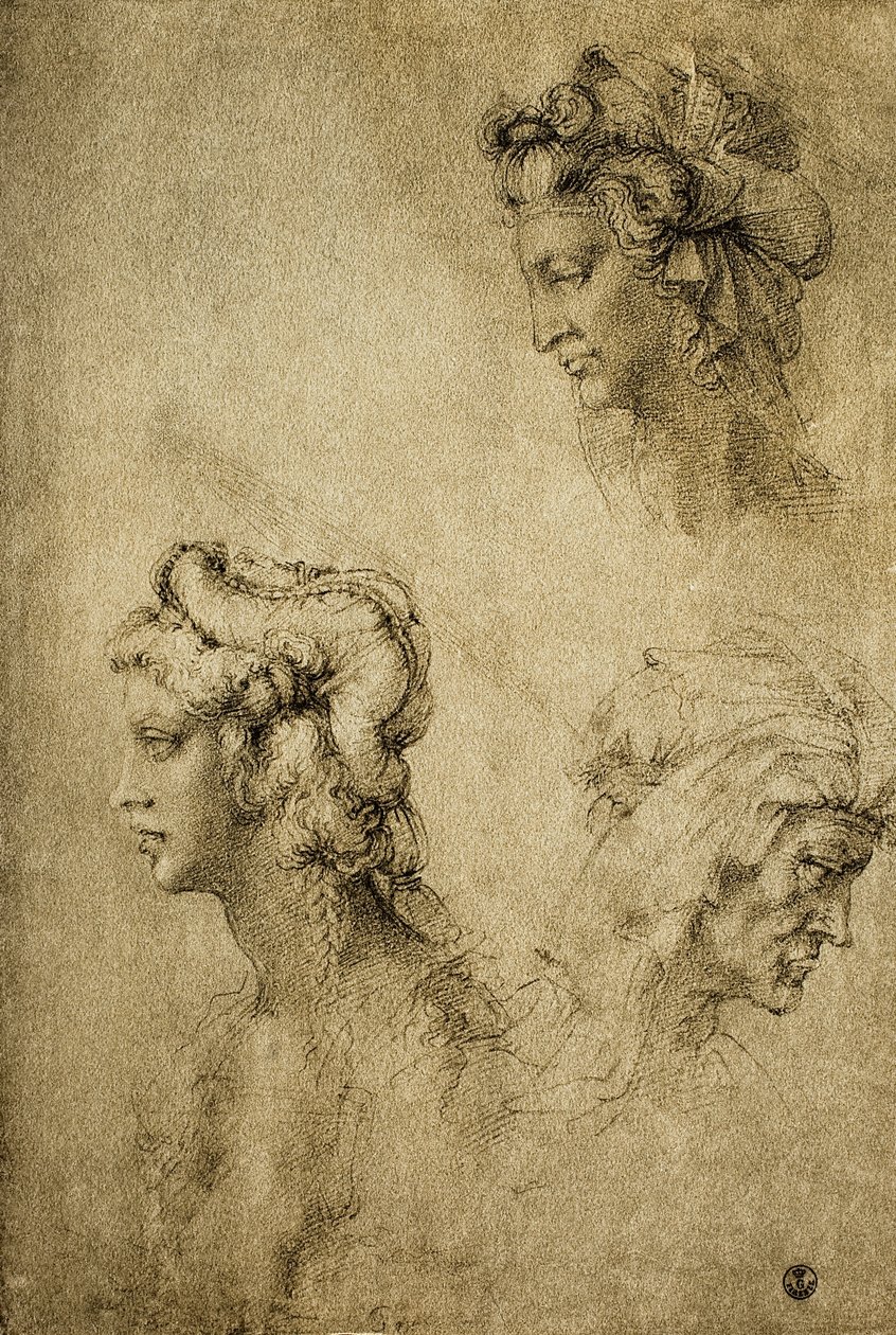 Studie weiblicher Köpfe, Zeichnung von Raphael; Gabinetto dei Disegni e delle Stampe, Uffizien, Florenz von Raffaello Sanzio Raphael