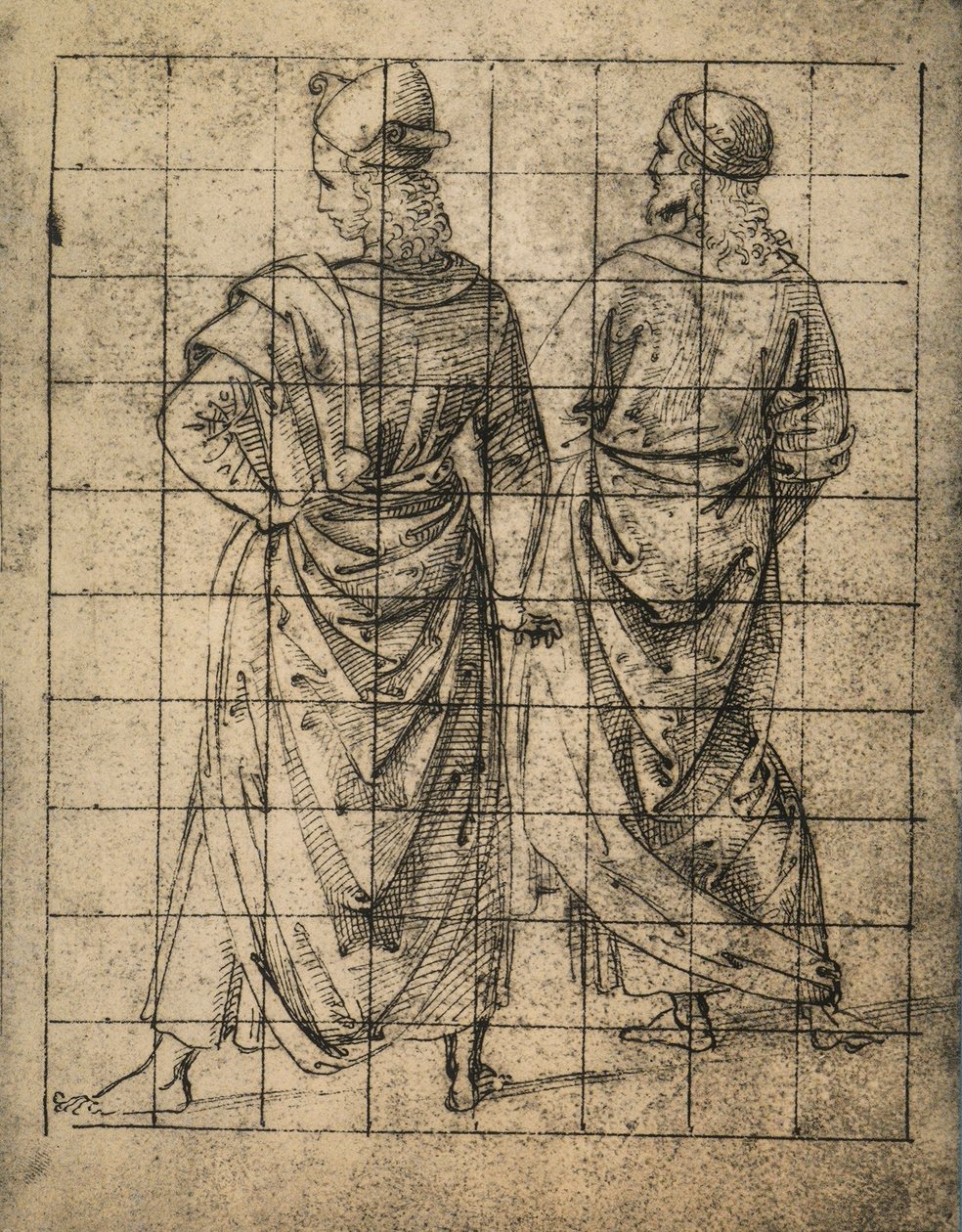 Zwei stehende männliche Figuren, Rückansicht von Raffaello Sanzio Raphael