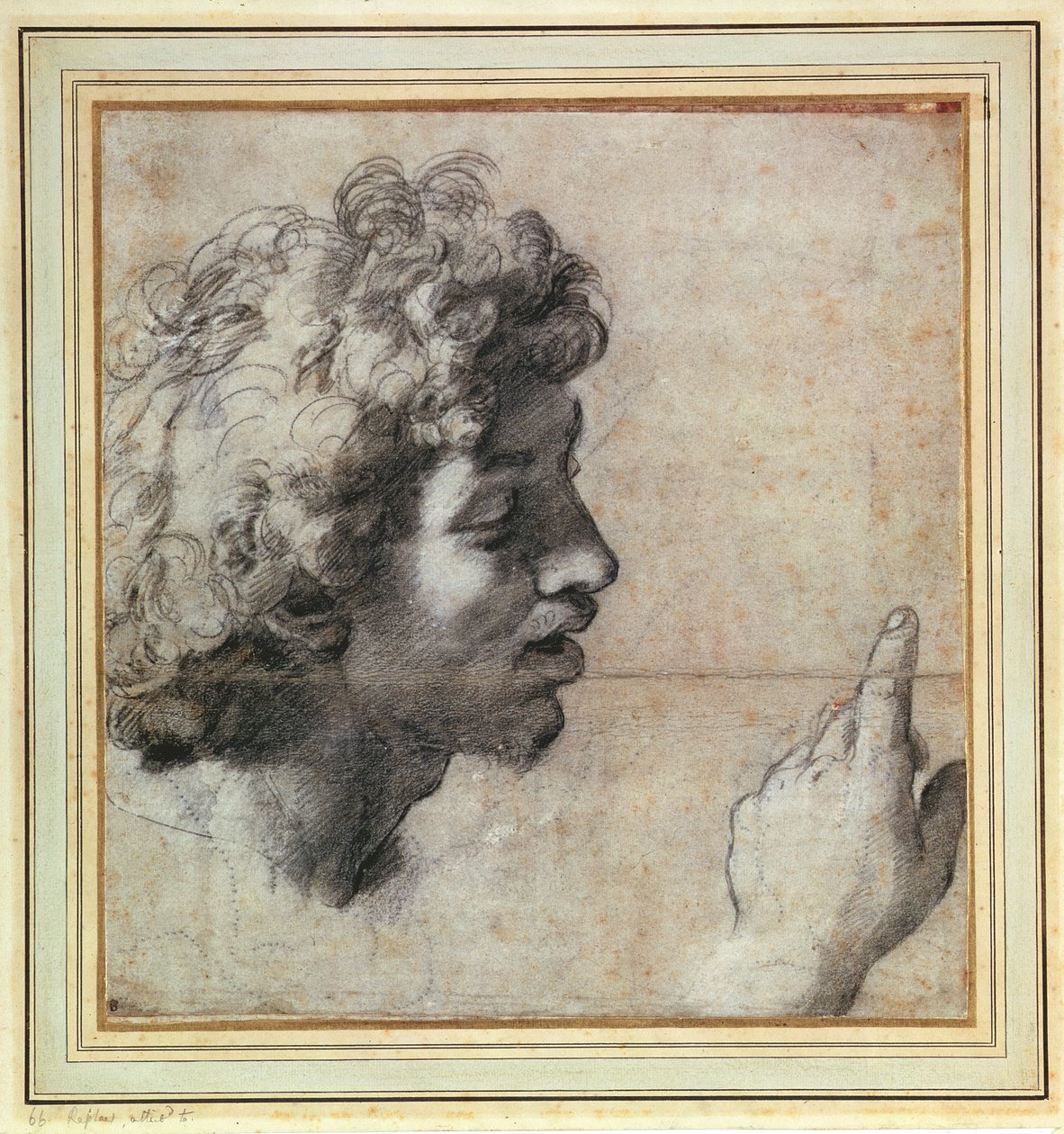 Studien eines Männerkopfes und einer Hand von Raphael