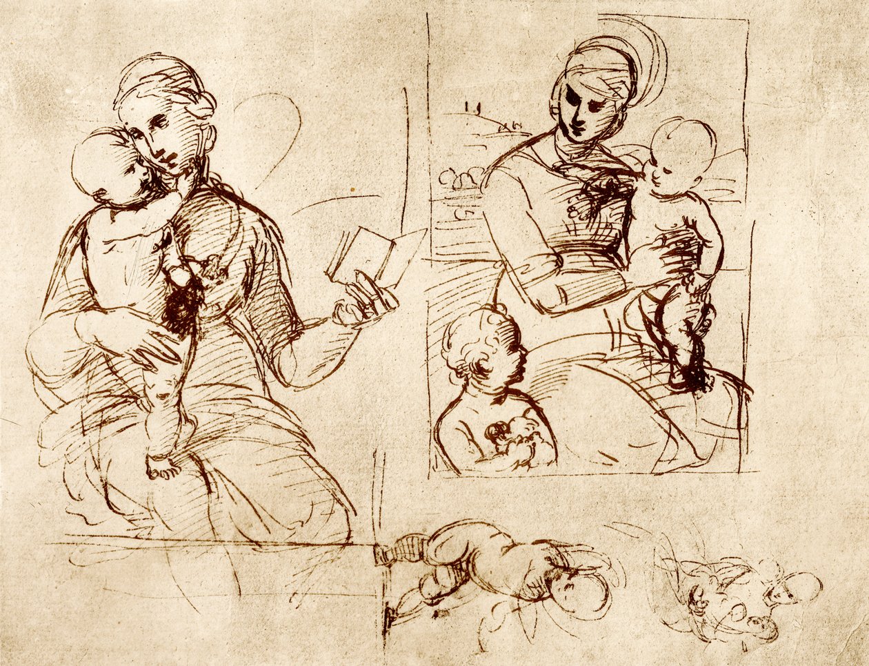 Zwei Madonnenstudien von Raffaello Sanzio Raphael