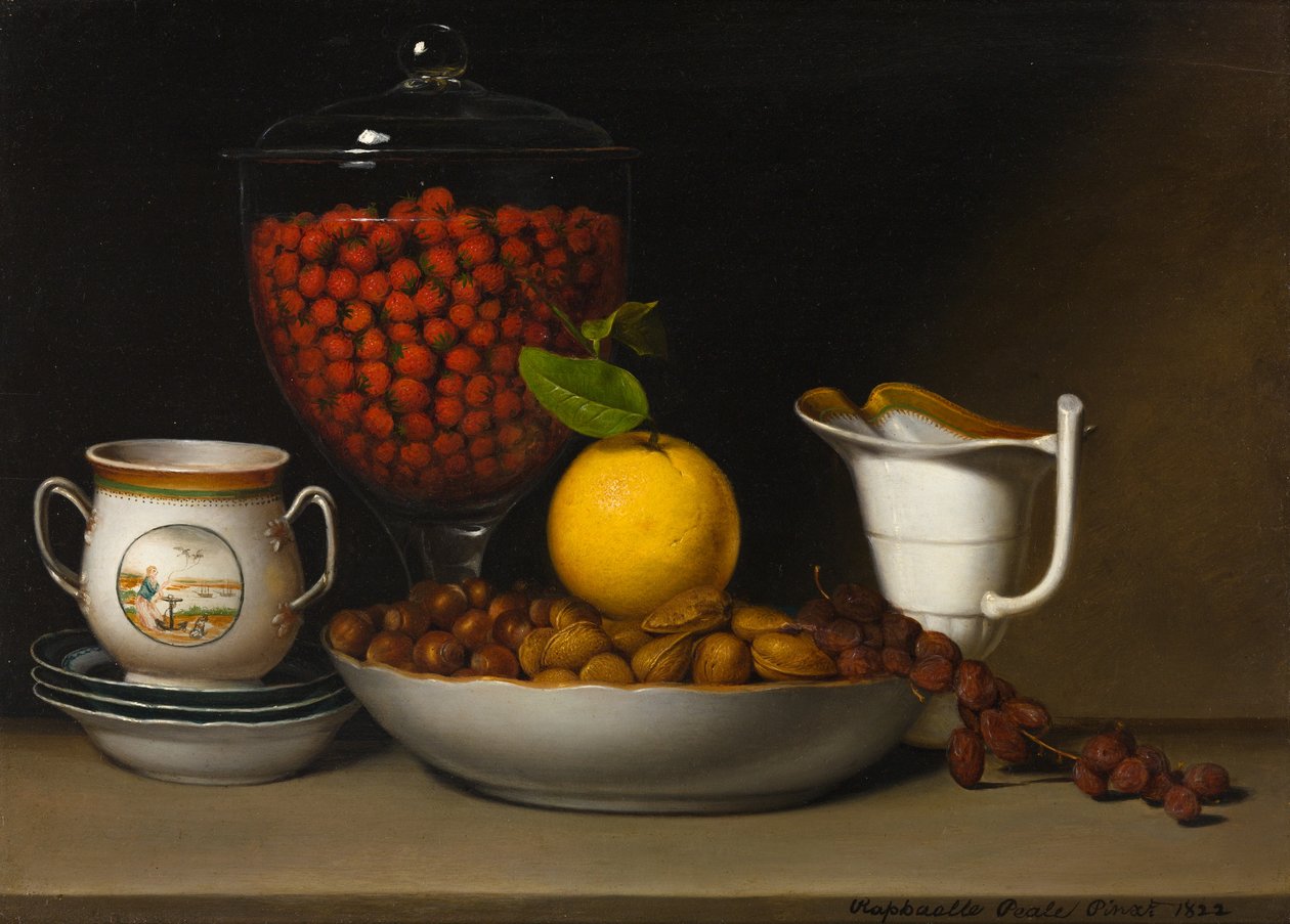 Stillleben—Erdbeeren, Nüsse, usw. von Raphaelle Peale