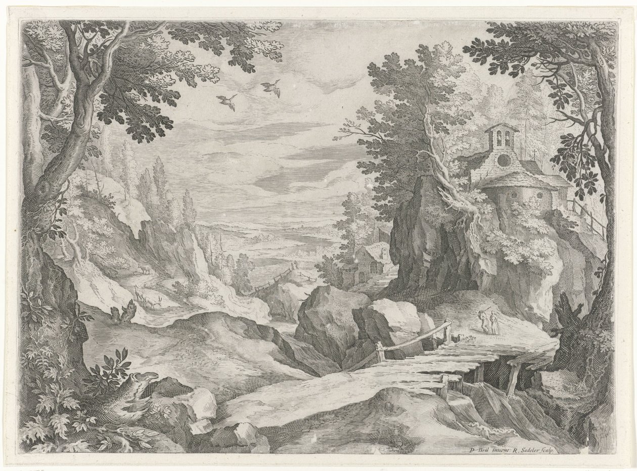 Landschaft mit einer Kapelle von Raphaël Sadeler (I)