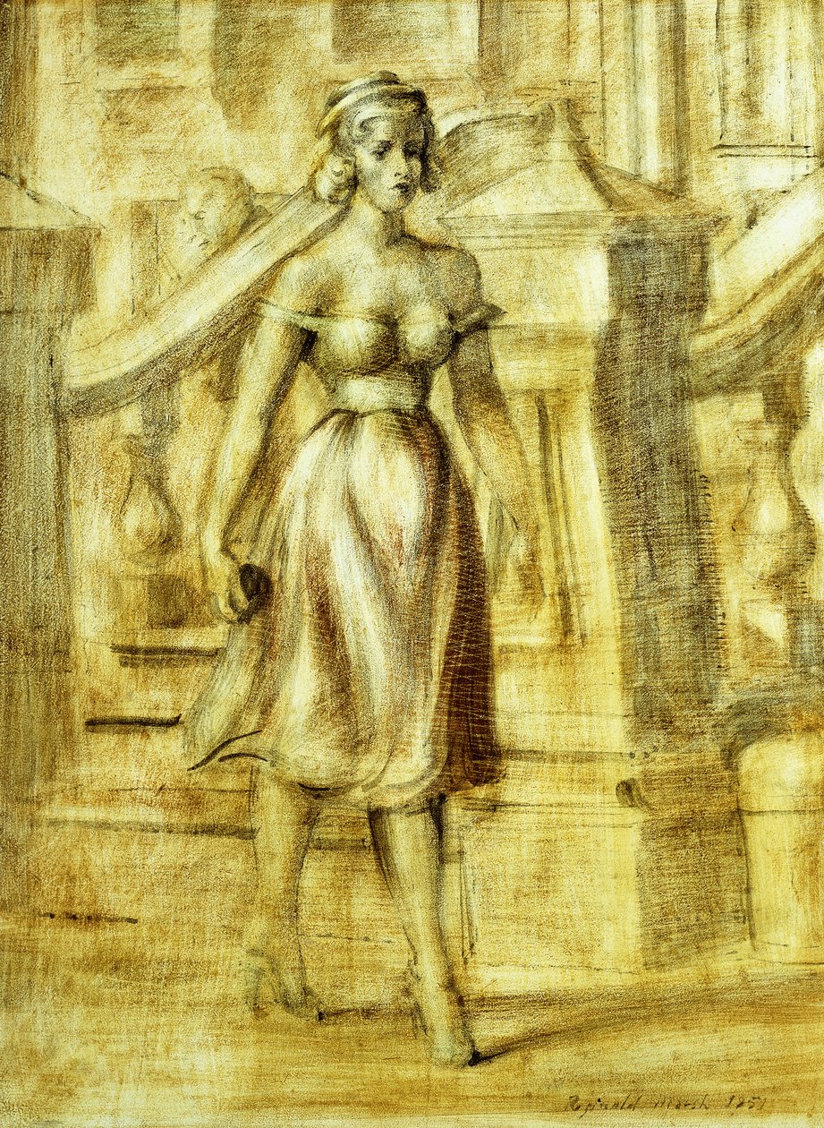 Spazierende Dame: Ein Doppelgemälde von Reginald Marsh