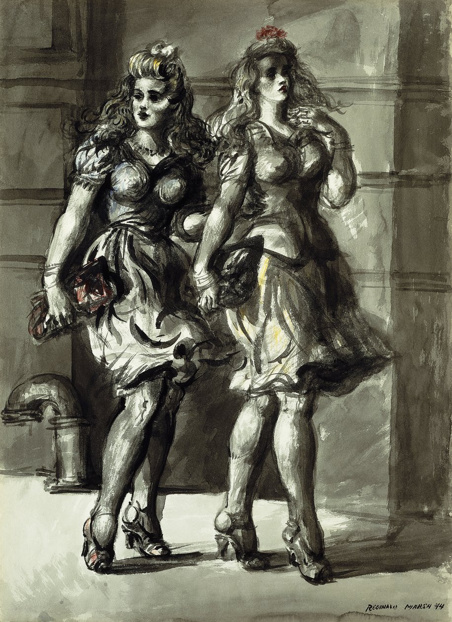 Zwei junge Frauen beim Gehen von Reginald Marsh