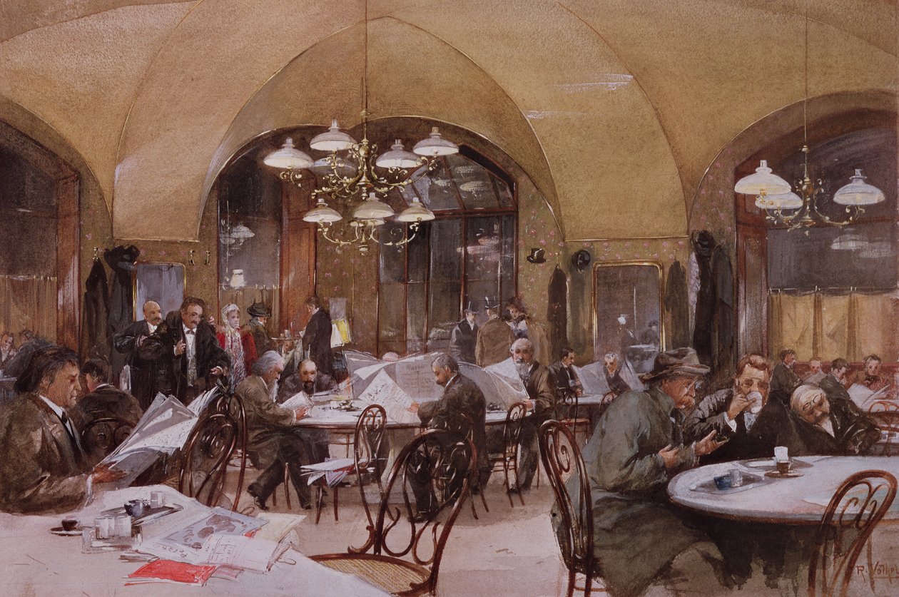 Cafe Griensteidl, Wien, 1890 von Reinhold Volkel
