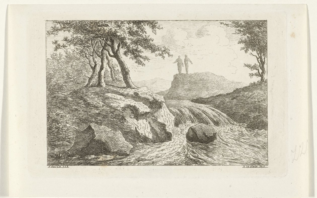 Landschaft mit Wasserfall von Reinierus Albertus Ludovicus baron van Isendoorn à Blois