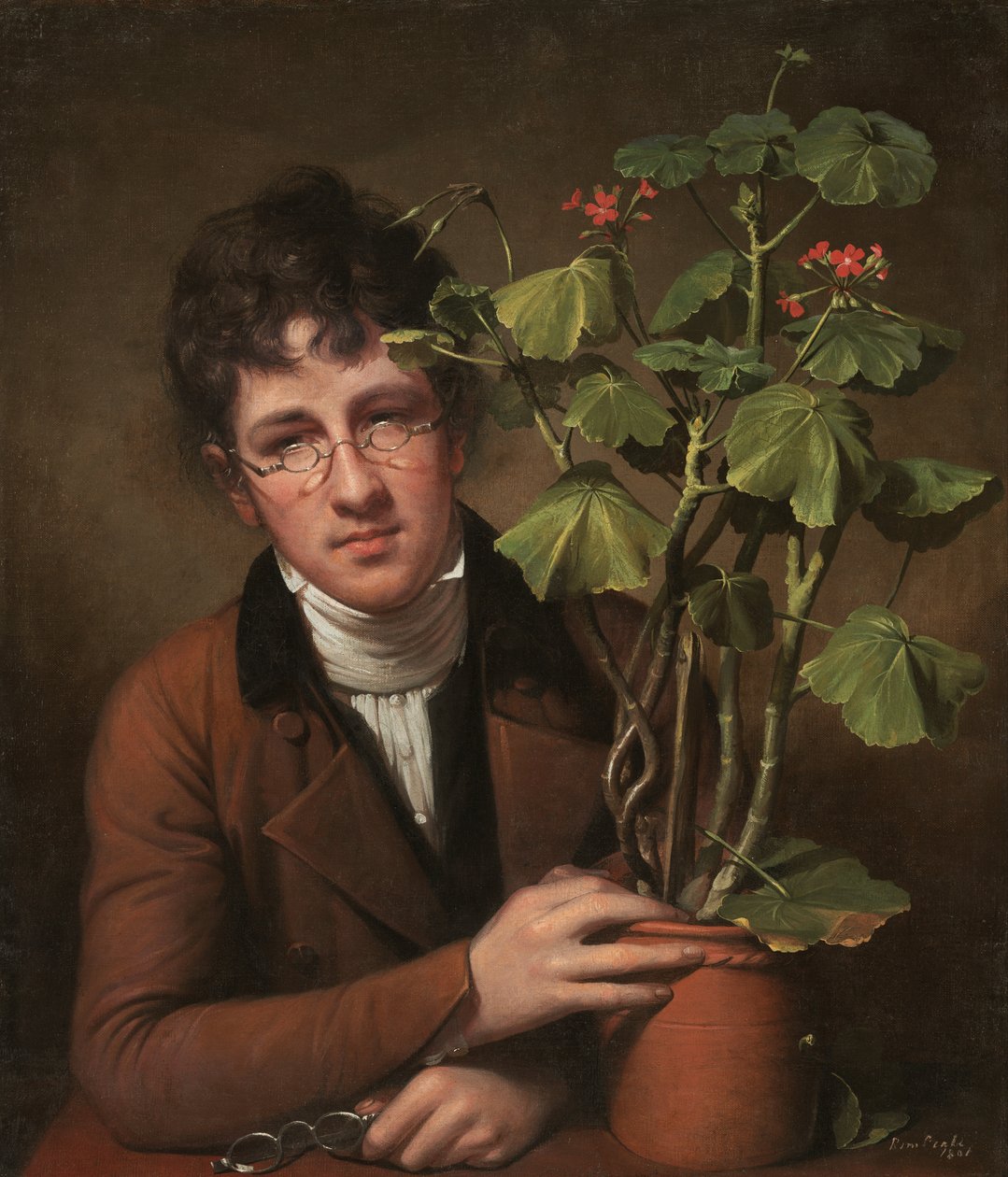 Rubens Peale mit einer Geranie von Rembrandt Peale