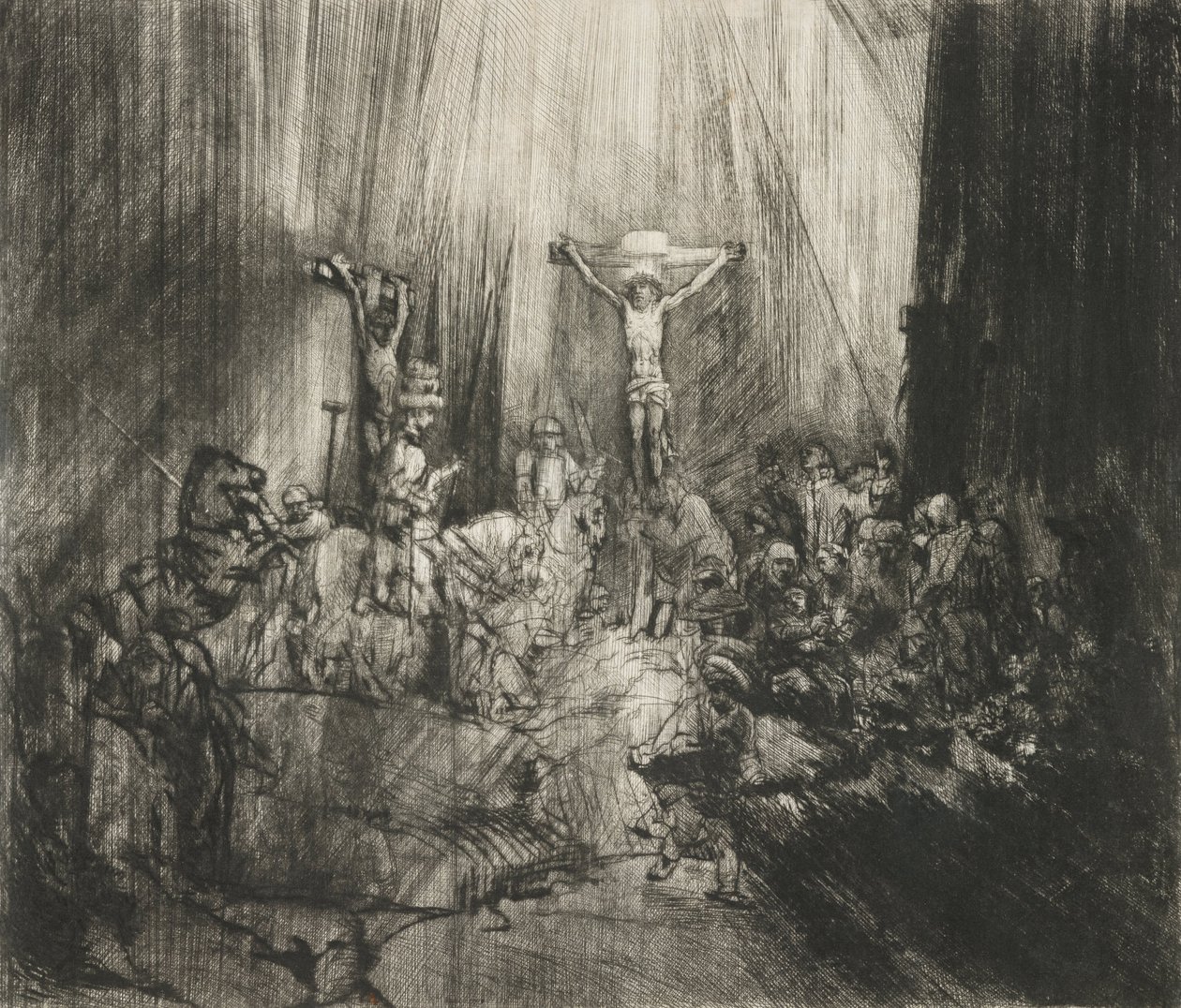 Christus gekreuzigt zwischen zwei Dieben (Die drei Kreuze) von Rembrandt van Rijn