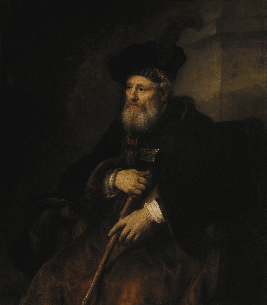 Alter Mann mit Stock von Rembrandt van Rijn