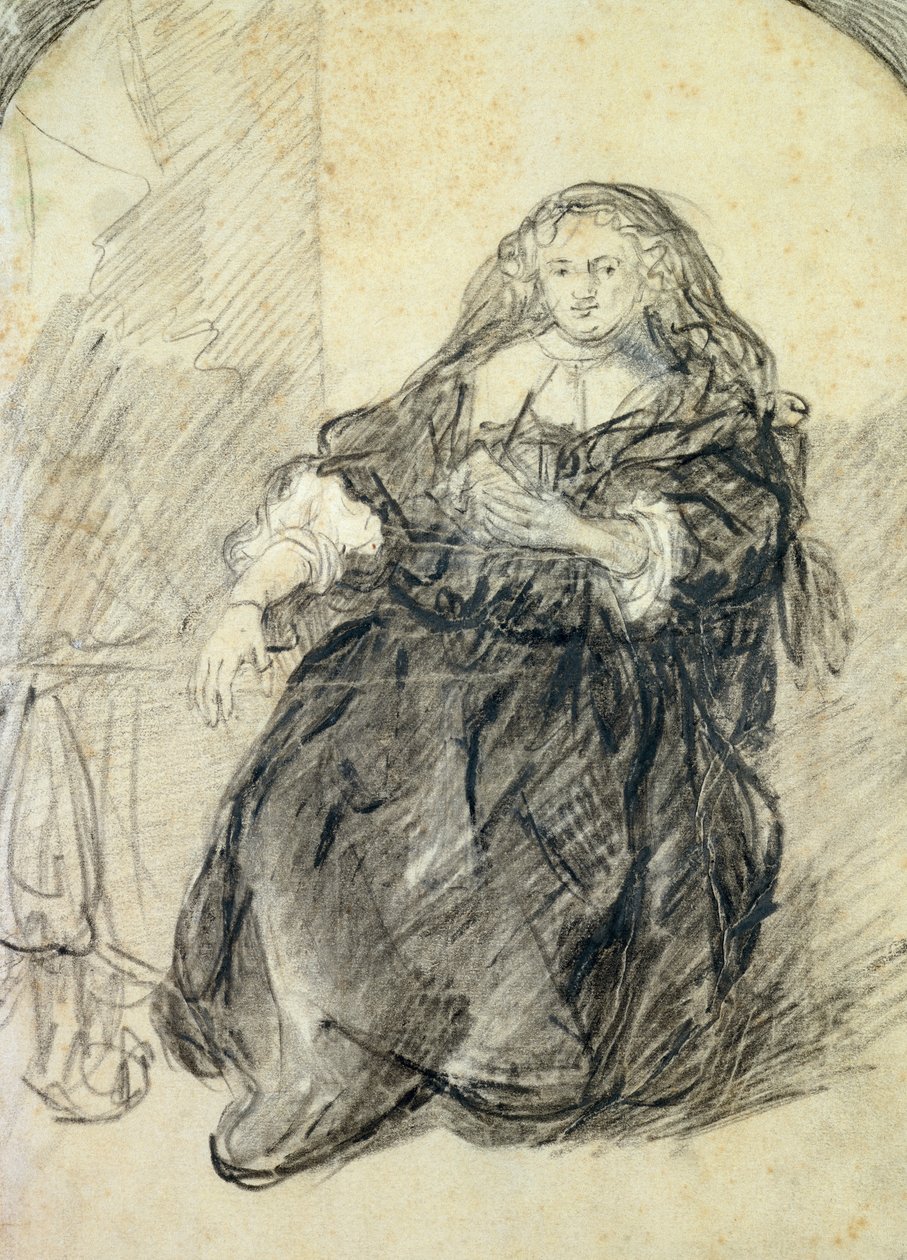 Sitzende Saskia mit einem Brief in der linken Hand von Rembrandt van Rijn