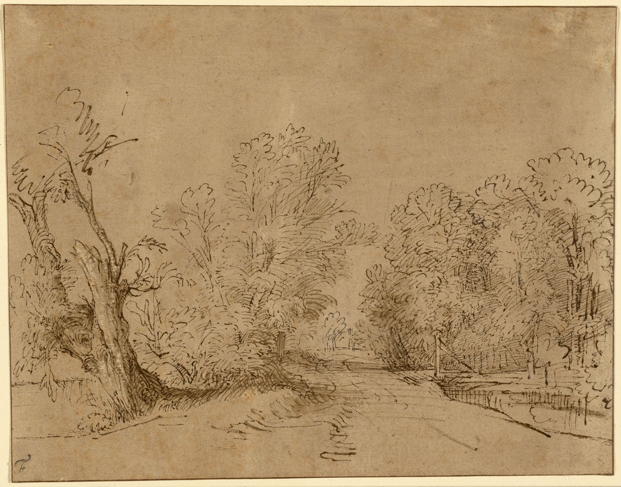 Eine bewaldete Straße von Rembrandt Harmensz. van Rijn