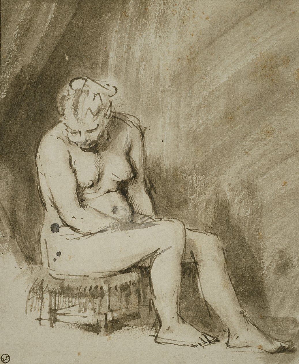 Sitzender weiblicher Akt von Rembrandt van Rijn