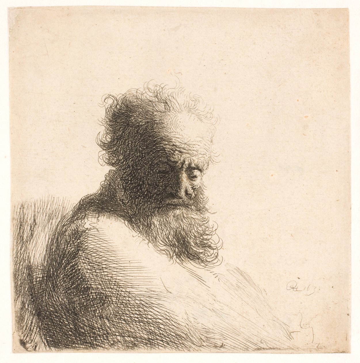 Alter, bärtiger Mann. Büste von Rembrandt van Rijn