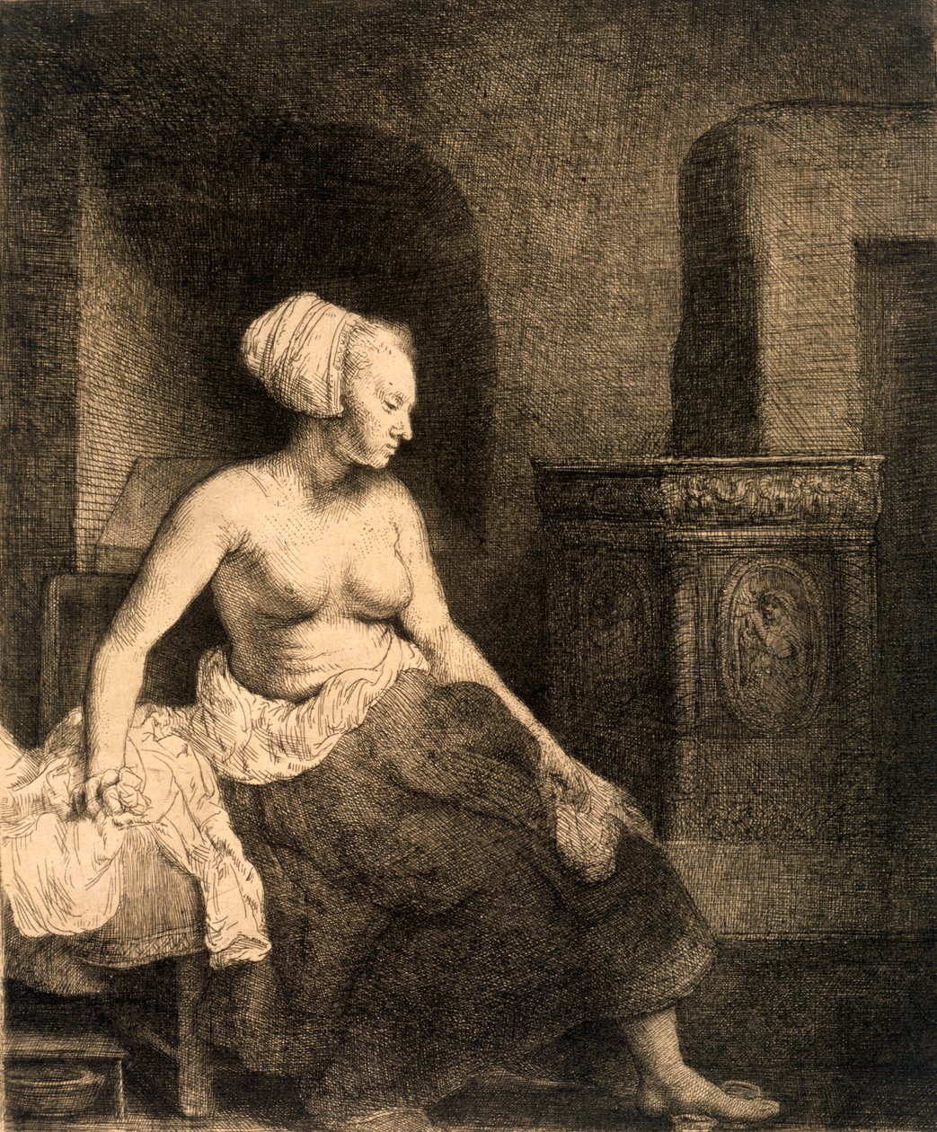 Sitzender weiblicher Akt von Rembrandt van Rijn