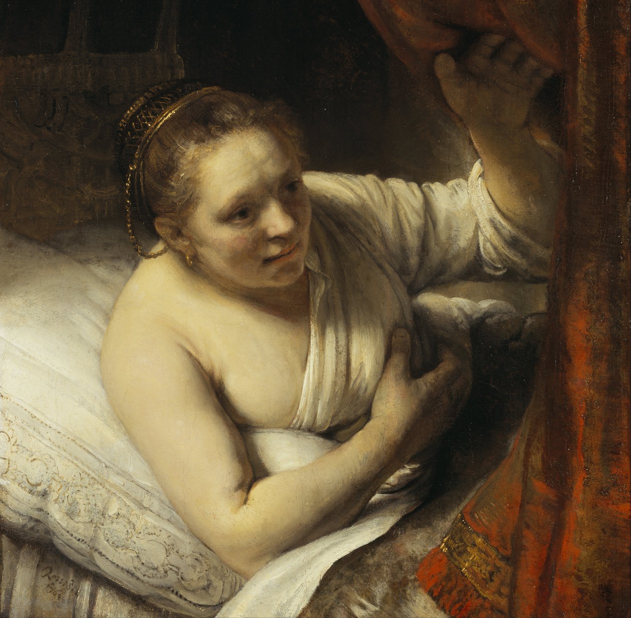 Eine Frau im Bett von Rembrandt van Rijn