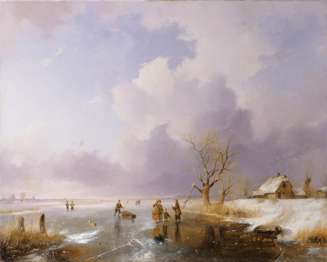 Landschaft mit gefrorenem Kanal, 1842 von Remigius Adrianus Haanen