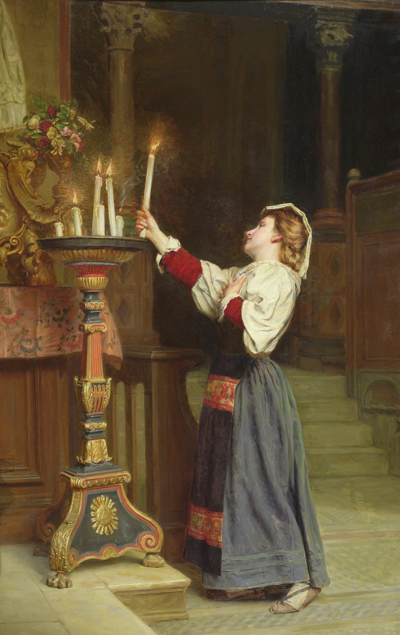 Mädchen mit einer Kerze, 1908 von Remy Cogghe