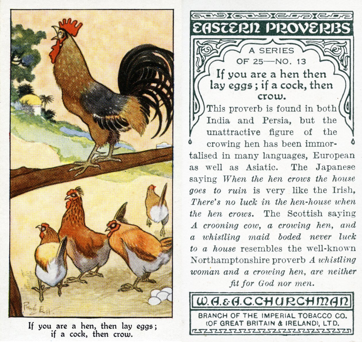 Wenn du ein Huhn bist, dann lege Eier; wenn ein Hahn, dann krähe, 1931 von René Bull