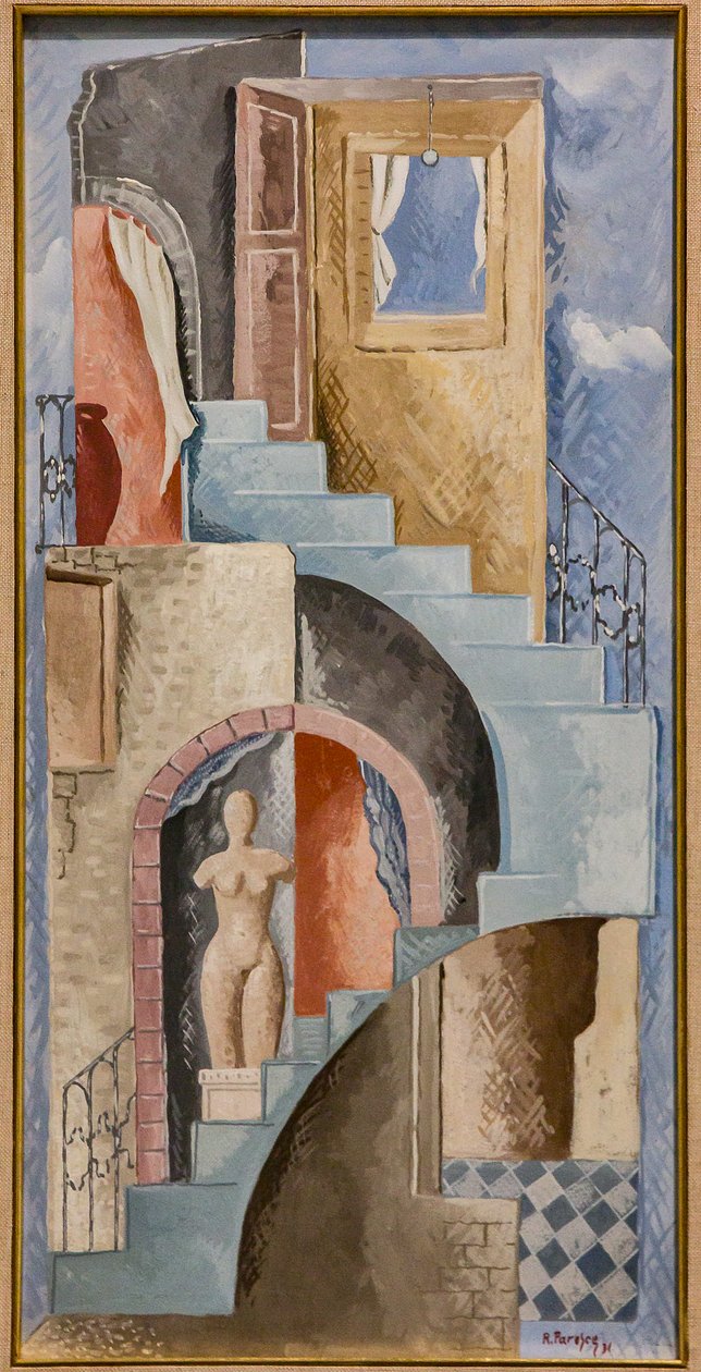 Statue und Treppe von Renato Paresce