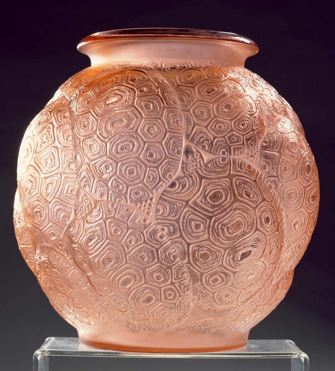 Tortues, klarer und gefrosteter Alexandrit-Vase von Rene Jules Lalique