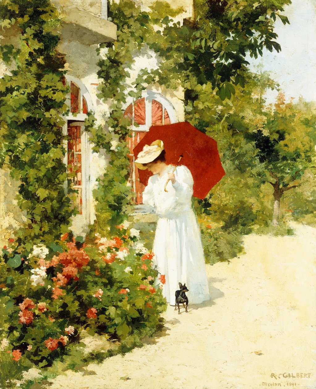 Der rote Sonnenschirm von Rene Joseph Gilbert