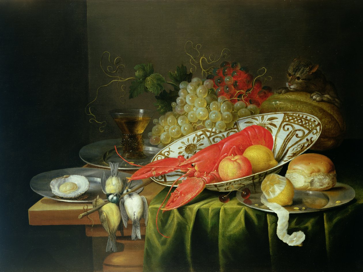 Stillleben mit Austern und Hummern von Reynier van Gherwen